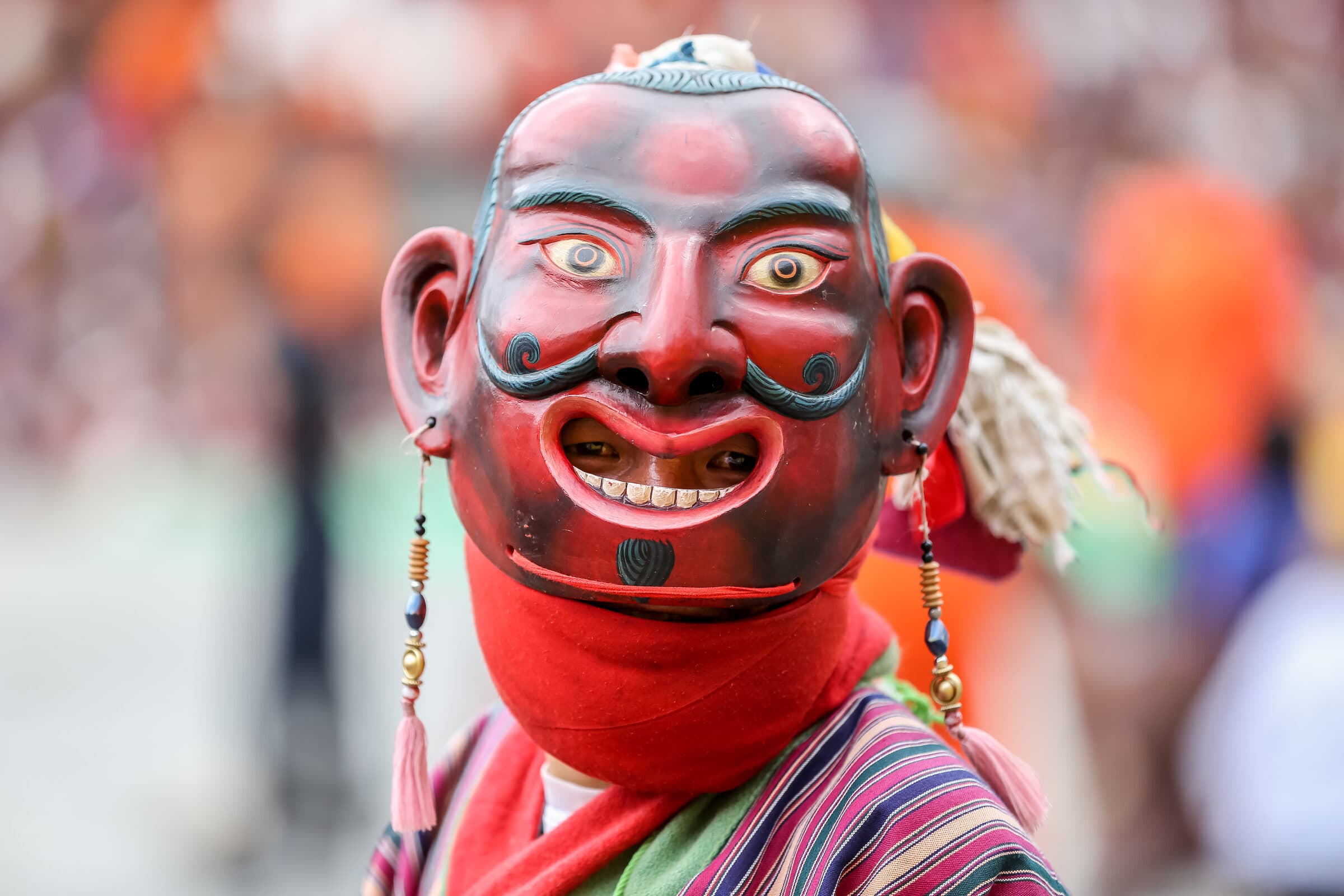 Wangdue Tshechu mask dance in the rebuilt Wangdue Phodrang Dzong courtyard