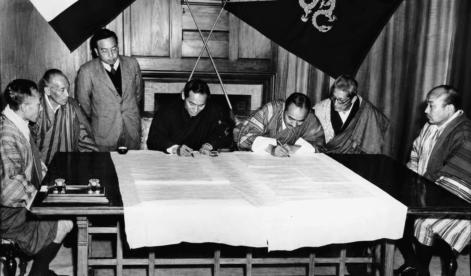 The Bhutan-India Treaty signing in Darjeeling, 8 August 1949 — the foundational bilateral framework